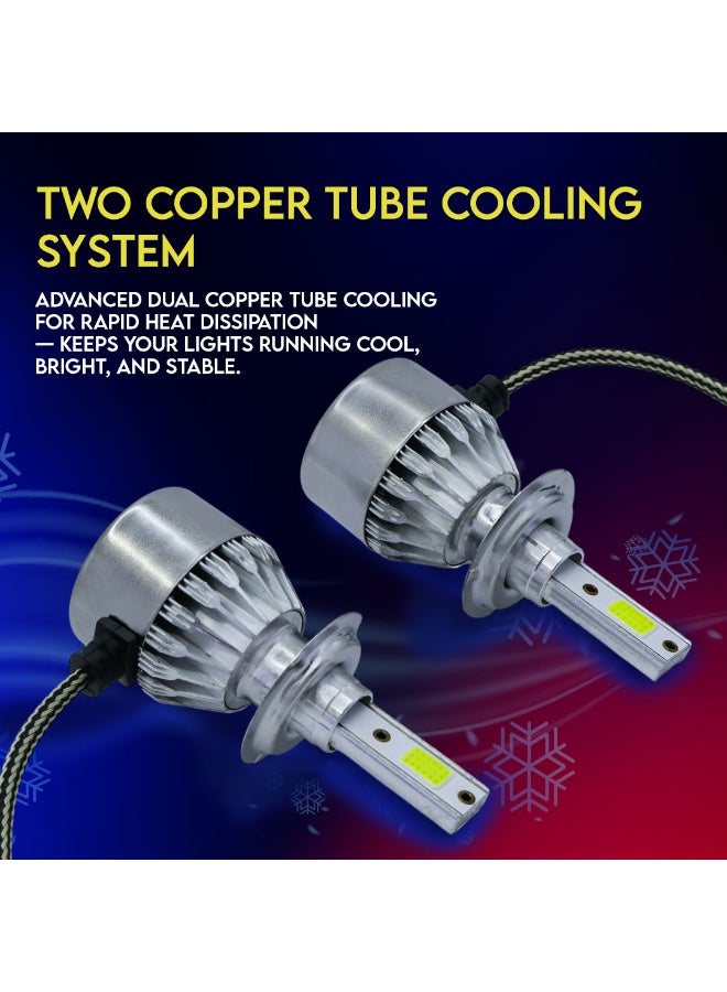 Pack of 2 C6 360° High Power LED Headlight Bulbs – H7 | 36W | Single Beam | 6000K Without Driver | 6-Month International Warranty - Image 3